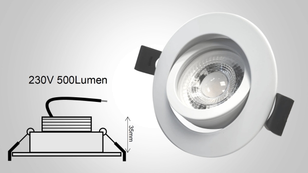 5W LED Premium Einbaurahmen 230V-dimmbar schwenkbar weiss 3000K