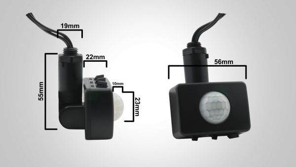 Mini-Bewegungsmelder 12-24 VDC inkl. Wandanschlussadapter