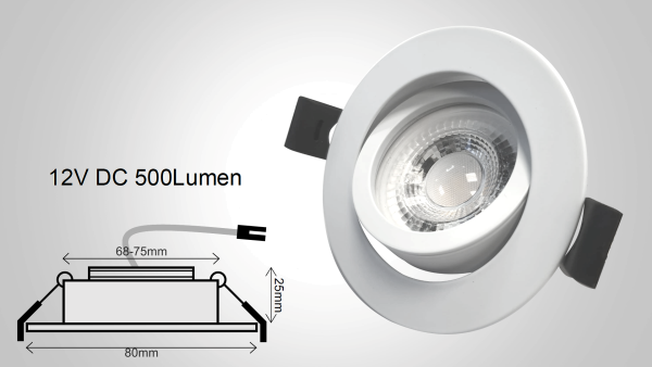 5W LED Premium Einbaurahmen 12V DC schwenkbar weiss Schutzkleinspannung dimmbar 3000K