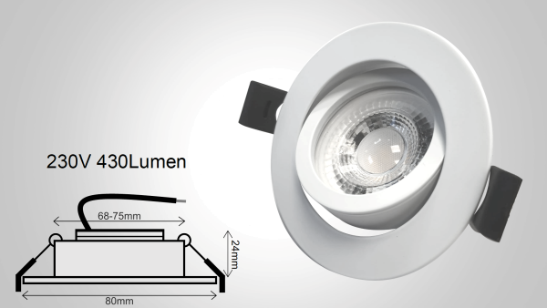 5,6W LED Premium Einbaurahmen 230V-dimmbar schwenkbar weiss 3000K