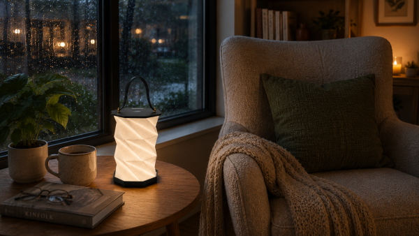 faltbare Tisch- und Hängelampe Gehäuse schwarz