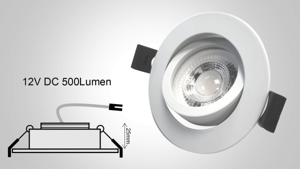 5W LED Premium Einbaurahmen 12V DC schwenkbar weiss Schutzkleinspannung dimmbar 3000K