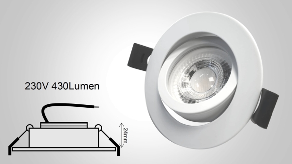 5,6W LED Premium Einbaurahmen 230V-dimmbar schwenkbar weiss 3000K