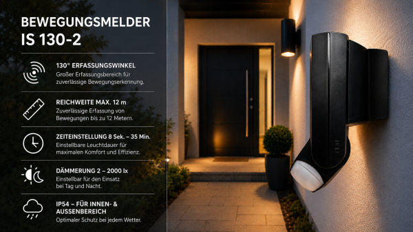 Steinel PIR Bewegungsmelder IP54 Infrarot schwarz IS 130-2